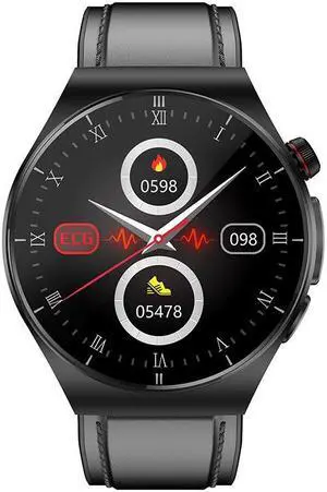 Et340 Bluetooth Calling Smart Watch Blood Glucose Uric Acid Blood Lipid Ecg + Ppg More Than Sport Smart Watch (Black Leather)