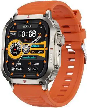 Dk66 Bluetooth Call Smart Watch Heart Rate Blood Pressure Blood Oxygen Health Monitoring Information Reminder Outdoor Sports Watch (Orange)