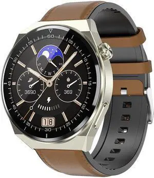 Tk20 Ecg Smart Watch Blood Glucose Heart Rate Blood Pressure Temperature Monitoring Multi-Sport Smart Watch (Brown Leather)