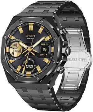 Ak68 One-Key Connection Bluetooth Call Smart Watch 1.43 Inch Amoeld Screen Sports Bluetooth Call Watch (Black Steel)