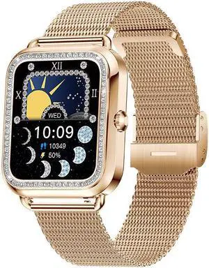I68 Bluetooth Calling Smart Watch Support Heart Rate Blood Pressure Weather More Than Sport Smart Watch (Golden Milan)