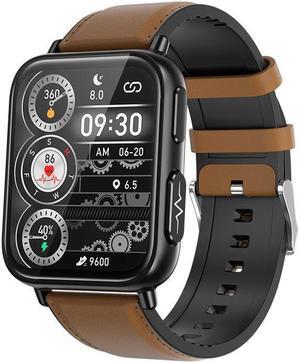 Tk10 Ecg Smart Watch Ecg Non-Invasive Blood Glucose Heart Rate Blood Pressure Blood Oxygen Multi-Exercise Smart Watch (Brown Leather)