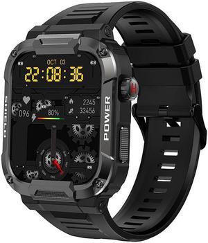 Mk66 Outdoor Bluetooth Call Smart Watch Rotary Button Heart Rate Blood Pressure Voice Assistant Timing (Black)