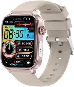 2024Et570 Bluetooth Call Smart Watch Ecg Ecg Body Temperature Heart Rate Blood Pressure Multi-Sport Smart (Creamy-White)