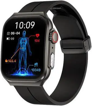 Nx15 Ecg Ecg Bluetooth Call Smart Watch 1.96 Inch Heart Rate Blood Pressure Multi-Sport Smart Watch (Black)