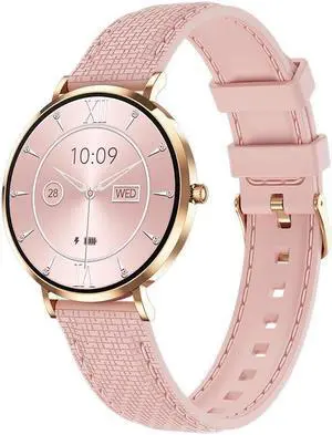 Women's Smart Watch 1.19-Inch Stainless Steel Shell T8mini Ultra-Thin Multi-Sport Smart Watch (Golden Skin)