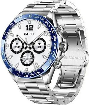 Ak63 One-Click Connection Bluetooth Call, Rotary Button, Voice Assistant, Heart Rate, Blood Pressure, Multi-Sport Smart Watch (Blue Steel) Black