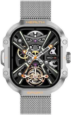 Hk24 Bluetooth Calling Smart Watch Nfc Game Heart Rate Blood Pressure Multi Sport Smart Watch (Silver Milan)