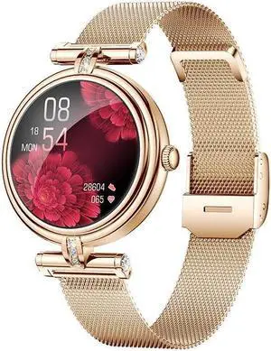 2024 Women Smart Watch Ak62 Call Heart Rate Blood Pressure Voice Assistant Multi Sports Smart Watch (Gold Steel)