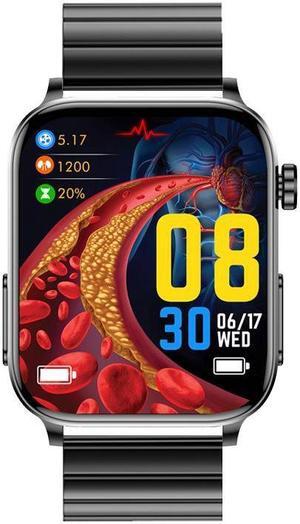 Tk15 Ecg Blood Glucose Uric Acid Bluetooth Call Smart Watch Body Temperature Heart Rate Multi-Sport Smart Watch (Black Bamboo)