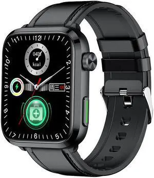 F220 Bluetooth Call Smart Watch Blood Glucose Laser Physiotherapy Uric Acid Blood Lipid Body Temperature Monitoring Smart Watch (Black Leather)