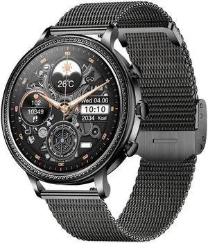 V60 Women's Bluetooth Call Smart Watch 1.39 High Resolution Heart Rate Blood Pressure Multi-Sport Smart Watch (Black Steel)