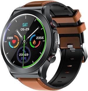 Tk21p Ecg Smart Watch Heart Rate Blood Oxygen Body Temperature Sleep Monitoring Multi-Sport Smart Watch (Brown Leather)