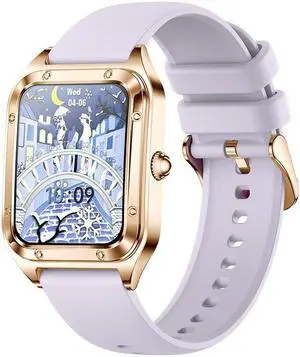 I98 Women Bluetooth Call Smart Watch Heart Rate Blood Pressure Blood Oxygen Monitoring Multi-Sport Smart Watch (Light Purple)
