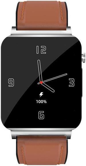 Ks03 Ecg Non-Invasive Blood Glucose Smart Watch Heart Rate Blood Pressure Temperature Monitoring Smart Bracelet Sports Watch (Silver Leather)