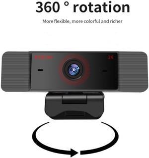 2K HD Stream Webcam 360 Degree Rotation with Microphone - HD Streaming & Recording at 30Fps - 500M Pixel Auto-focusing Web Camera