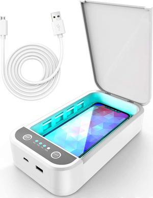 UV Smart Phone Sanitizer,Portable Cell Phone Sterilizer,Aromatherapy Function Disinfector,Phone Cleaner Box with USB Charging Compatible for iOS Android Mobile Phone Toothbrush Jewelry Watches-White