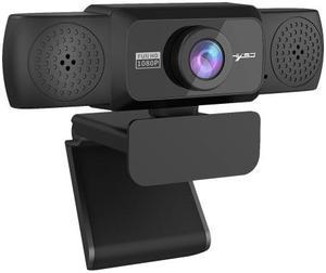 1080P Webcam with Microphone Adjustable HD Auto Focus Video Webcam for PC (Black)
