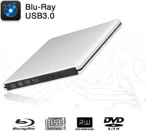 USB 3.0 External Blu-ray DVD Drive, Ultra Slim 11mm External Blu-Ray DVD/CD Burner 3D Blu-Ray DVD Writer Portable Blu Ray Optical Drive Support for Laptop, Desktops, MacBook(Silver)