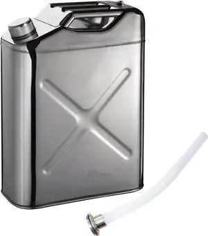 5 Gallon Stainless Steel Water Can, 20L Portable Jerry Can for Emergency Water Storage, Outdoor Camping & Car Survival Kits, BPA-Free