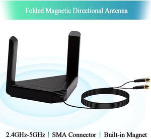 6dBi WiFi Network Antennas Dual Band with RP-SMA Female Connector, AC 2.4GHz 5GHz Antennas with Magnetic Base Work with PCI-E Wi-Fi Network Card USB WiFi Adapter Wireless Router Extender IP Camera