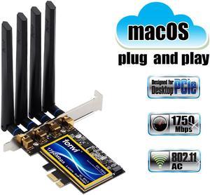 T919 MacOS Hackintosh PCI-E Wifi Bluetooth 4.0 Adapter 1750Mbps Wireless BCM94360CD Wi-Fi Card For PC, Up to 1300Mbps (5Ghz) + 450Mbps(2.4Ghz), 802.11ac, Airdrop / Handoff, 4 High Gain Antennas