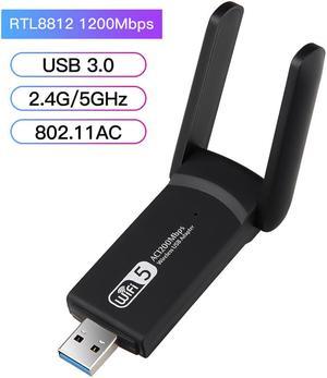 USB WiFi Adapter for PC 1200Mbps Wireless Network Adapter WiFi Dongle Stick for Desktop Dual Band 2.4GHz/300Mbps 5.8GHz/867Mbps USB 3.0 Compatible with Win XP/7/8/10/vista, Mac 10.6-10.15, Linux