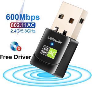 600Mbps USB Wifi Adapter for PC, Mini 802.11ac Dual Band 2.4G/5G Wireless Network Adapter Wi-Fi Dongle Adapter Support Windows XP,Win Vista,Win 7,Win 8.1, Win 10,Mac OS X 10