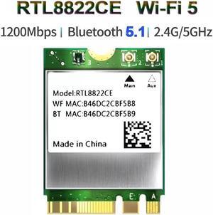 TelDaykemei WiFi5 RTL8822CE 1200Mbps Bluetooth 5.1 Dual-band 2.4G/5G 802.11AC WiFi Card Network M.2 NGFF Card For Laptop Win10 11