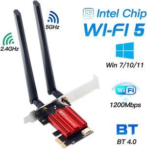 TelDaykemei WiFi 5 PCI-E Wireless Adapter AC1200 Network Card Dual Band 2.4G/5GHz 802.11AC For Bluetooth 4.0 Desktop Windows 7/8/10/11