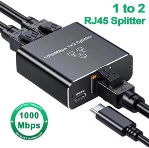 TelDaykemei Rj45 Splitter 1 to 2 Gigabit Ethernet Adapter Internet Network Cable Extender Rj45 Connector for PC TV Box Router Sharer