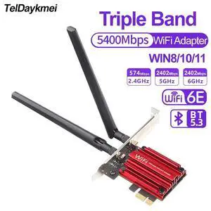 PCI-E WiFi 6E Triple Band 5374Mbps Bluetooth 5.3 Adapter RTL8852CE Gigabit Wireless Network Card for Desktop PC Windows 10/11 PCI-E WiFi 6E Triple Band 5374Mbps Bluetooth 5.3 Adapter RTL8852CE Gigabit Wireless Network Card for Desktop PC Windows 10/11