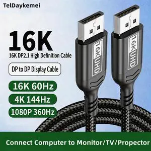 16K DP 2.1 80Gbps Cable 12Bit HDR VRR Displayport Cable For TV PC Computer Xbox Display port Adapter 1M 2M 3M Video Long Cord 20300-1M 16K DP 2.1 80Gbps Cable 12Bit HDR VRR Displayport Cable For TV PC Computer Xbox Display port Adapter 1M 2M 3M Video Long Cord 20300-1M