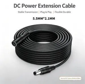 DC Power 5.5mm x 2.1mm Extension Cable Pure Copper Male To Female Connectors 12v Extension Cord for Camera CCTV 21111-3M DC Power 5.5mm x 2.1mm Extension Cable Pure Copper Male To Female Connectors 12v Extension Cord for Camera CCTV 21111-3M