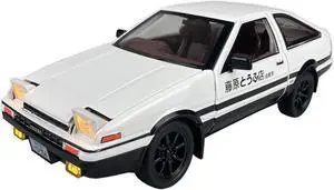 MiniAuto 1:20 Scale Initial D Trueno AE86 Sprinter Alloy Diecast Model Pop-up Headlights the Drift Car of Fujiwara Takumi (White)