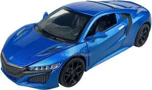 MiniAuto 1:32 Acura NSX 2016 Edition Sportscar Alloy Diecast Model JDM Pull-back Car Toy with Engine Sound and Light, with Display Base Blue