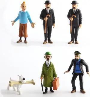 The Adventures of Tintin, 6 Pieces of 3 Figures as a Set, Figurines Include: Tin Tin Captain Handdock Dr Calculus Thomson and Thompson Snowy
