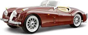 Bburago 1:24 Scale Jaguar (1951) XK 120 Classic Roadster Car Alloy Diecast Model Star Collection Series (Color: Burgundy)
