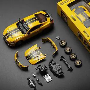 CCA 1:42 Ford Mustang GT 2018 Modified Cars Diecast Model Assemble Kits Toy (Color Yellow)