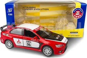1:32 Scale Mitsubishi Lancer Evolution X EVO 10 Ralli Art Ralliart Edition Racing Car Alloy Diecast Model Toy (Red Color)