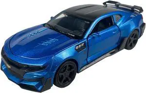 MiniAuto 1:32 Chevrolet Camaro SS 2016 Sports Car Alloy Diecast Model Pull-back Car Toy Sound and Light (Blue)