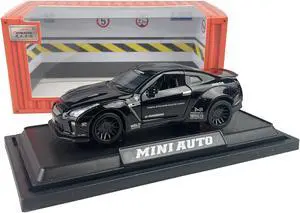 MiniAuto 1:32 Nissan GTR R35 Nismo GT-R Widebody Sport Car Diecast Model Pull-back Car Toy Sound & Light (Black)