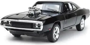 MiniAuto 1:32 Scale Dodge Charger 1970 Muscle Car Diecast Model as Seen in The Fast & Furious Driven by Dominic Toretto (Black)