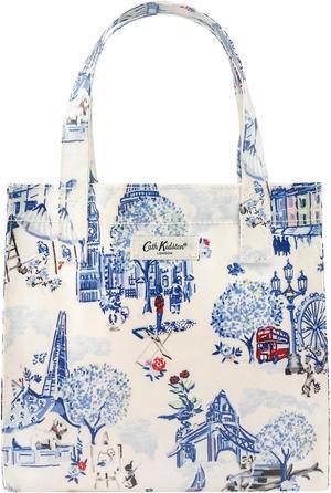Cath Kidston Small Bookbag S Size Open Top Handled Handbag Lunch Bag Water Resistant Oilcloth Tote (30 Years London Toile / Cream)