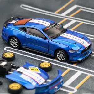 CCA 1:42 Ford Mustang GT 2018 Modified Cars Diecast Model Assemble Kits Toy (Color Blue)
