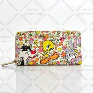 Cath Kidston x Looney Tunes Special Edition Continental Zip Wallet Water Resistant Matt Oilcloth Long Zipped Purse Bugs Bunny and Friends Pattern Tweety Bird Sylvester with Ditsy Floral Cath Kidston x Looney Tunes Special Edition Continental Zip Wallet Water Resistant Matt Oilcloth Long Zipped Purse Bugs Bunny and Friends Pattern Tweety Bird Sylvester with Ditsy Floral