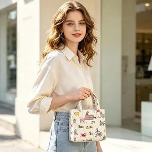 Cath Kidston Small Bookbag S Size Open Top Handled Handbag Lunch Bag Water Resistant Oilcloth Tote Garden Animals Pattern (Small Park Dogs / Warm Cream) Cath Kidston Small Bookbag S Size Open Top Handled Handbag Lunch Bag Water Resistant Oilcloth Tote Garden Animals Pattern (Small Park Dogs / Warm Cream)