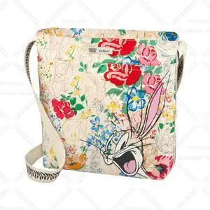 Cath Kidston x Looney Tunes Special Edition Zipped Messenger Bag Women Crossbody Bag Tunes Blooms Bugs Bunny Porky Pig and Tweety Bird in Flowers Pattern Cream Color Cath Kidston x Looney Tunes Special Edition Zipped Messenger Bag Women Crossbody Bag Tunes Blooms Bugs Bunny Porky Pig and Tweety Bird in Flowers Pattern Cream Color