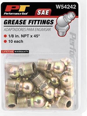 W54242 1/8" NPT 45 Grease Fitting, (Pack of 10)