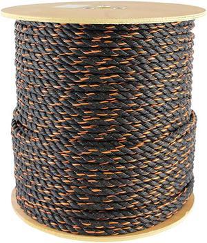 California Truck Rope - Twisted Polypropylene Rope for Cargo Straps, Boating and More (1/2" x 10ft, BlackOrange)